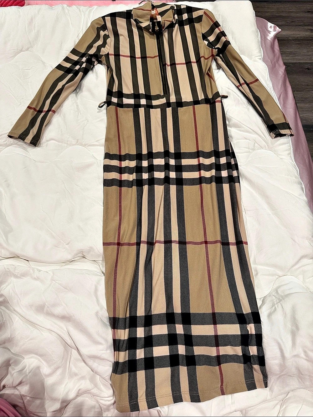 Plaid Maxi Dress in Brown & Black Like New